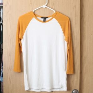 White and Yellow Baseball Tee NWOT